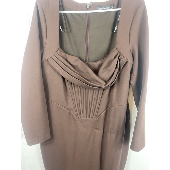 Lavish Alice Cowl Corset Ponte Midi Dress Chocolate Brown US Plus Size 16 Sexy - Picture 4 of 12